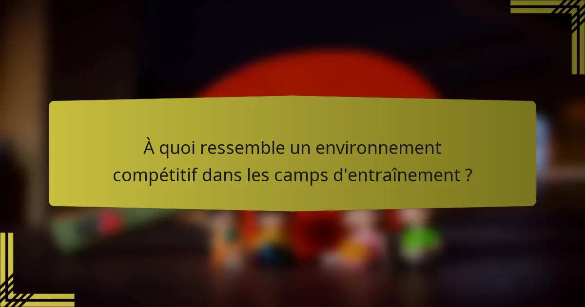 À quoi ressemble un environnement compétitif dans les camps d'entraînement ?