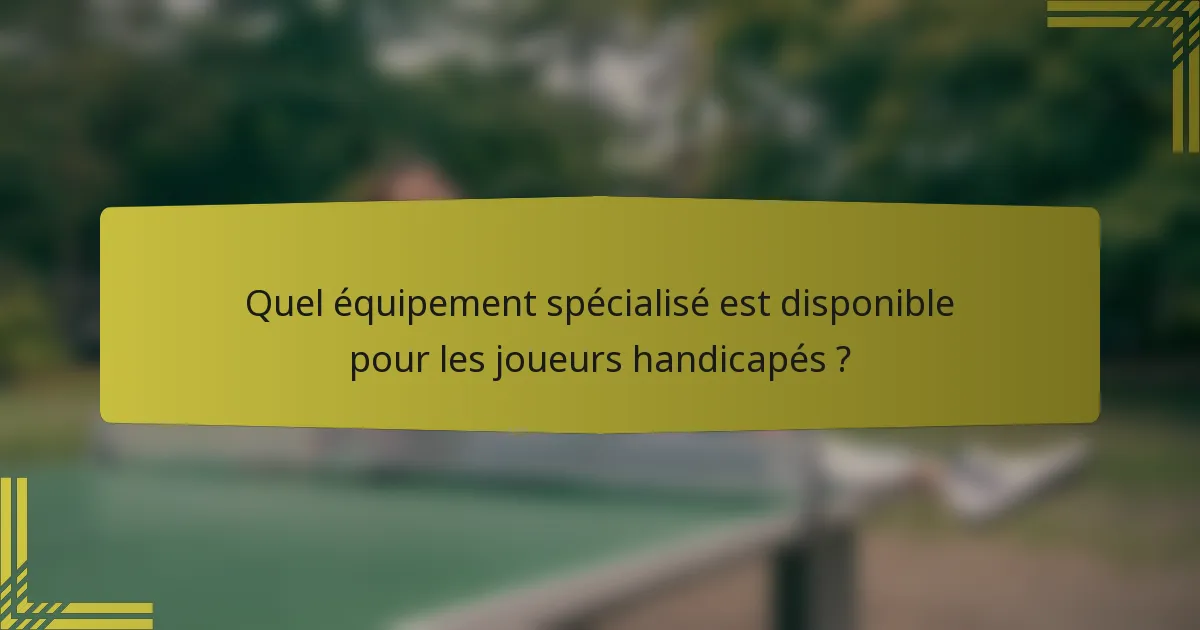 Quel équipement spécialisé est disponible pour les joueurs handicapés ?