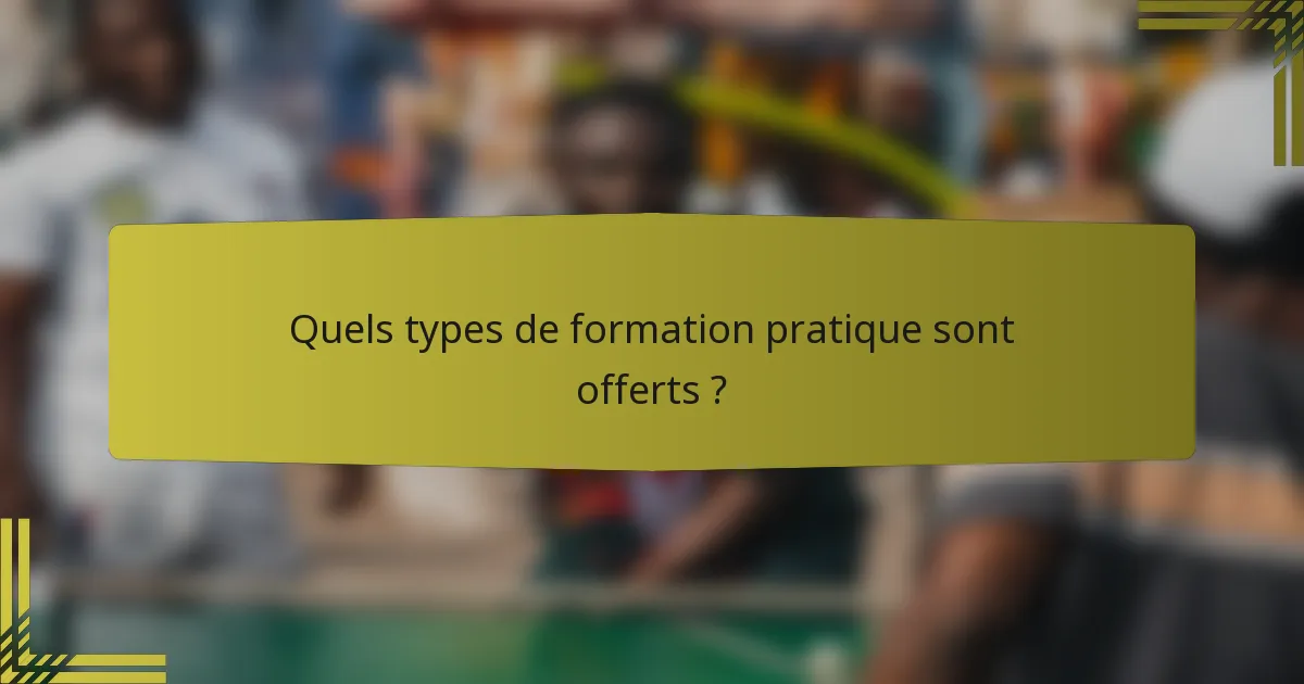 Quels types de formation pratique sont offerts ?